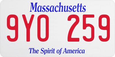 MA license plate 9YO259