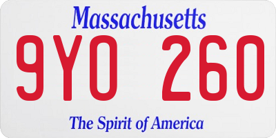 MA license plate 9YO260