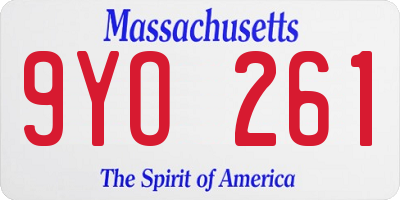 MA license plate 9YO261