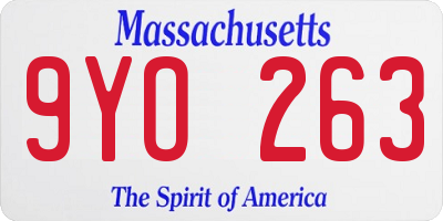 MA license plate 9YO263