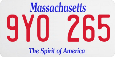 MA license plate 9YO265