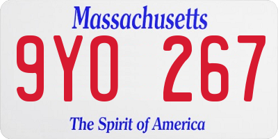 MA license plate 9YO267