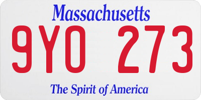 MA license plate 9YO273