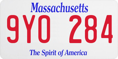 MA license plate 9YO284