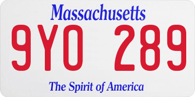 MA license plate 9YO289