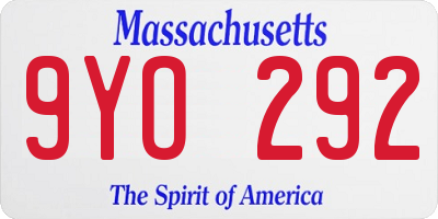 MA license plate 9YO292