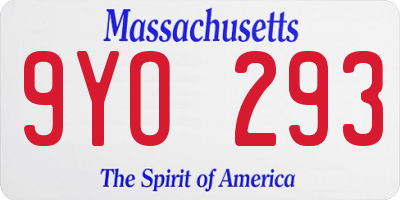 MA license plate 9YO293