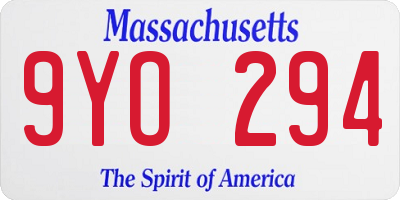 MA license plate 9YO294