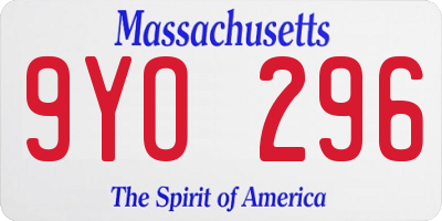MA license plate 9YO296
