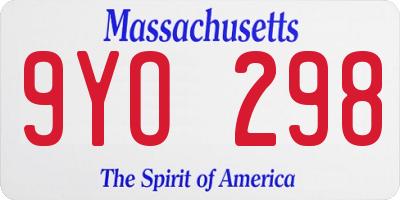 MA license plate 9YO298