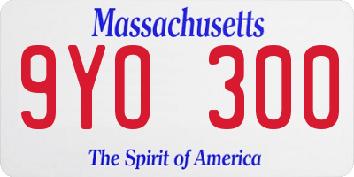 MA license plate 9YO300