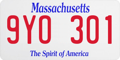 MA license plate 9YO301