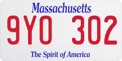 MA license plate 9YO302