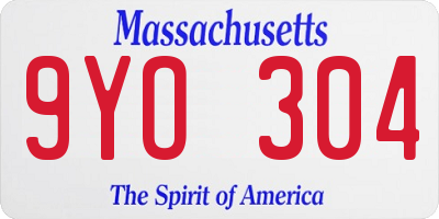 MA license plate 9YO304