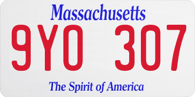 MA license plate 9YO307