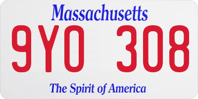 MA license plate 9YO308