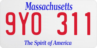 MA license plate 9YO311