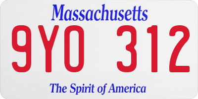 MA license plate 9YO312