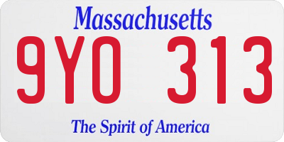 MA license plate 9YO313