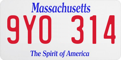 MA license plate 9YO314