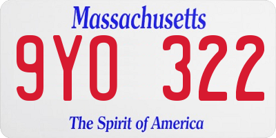MA license plate 9YO322