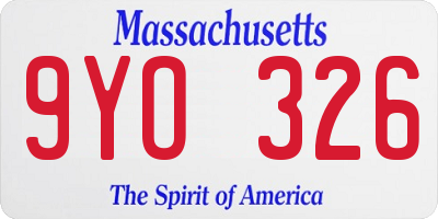 MA license plate 9YO326