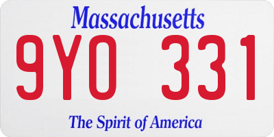 MA license plate 9YO331