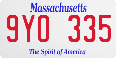 MA license plate 9YO335