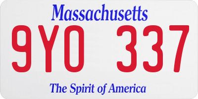 MA license plate 9YO337