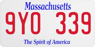 MA license plate 9YO339