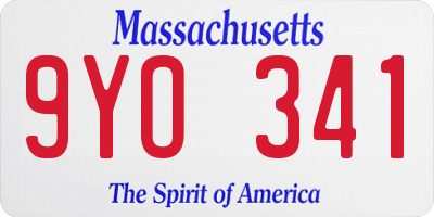 MA license plate 9YO341