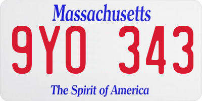 MA license plate 9YO343