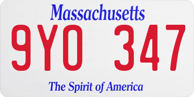 MA license plate 9YO347