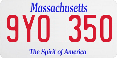 MA license plate 9YO350
