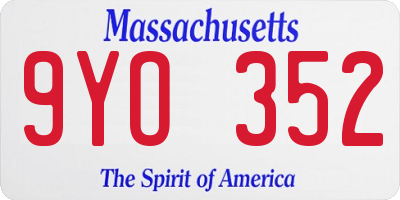 MA license plate 9YO352