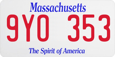 MA license plate 9YO353