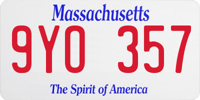 MA license plate 9YO357