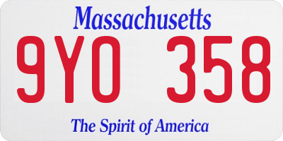 MA license plate 9YO358