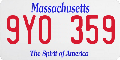 MA license plate 9YO359
