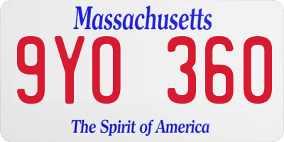 MA license plate 9YO360