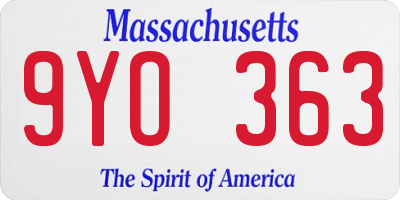 MA license plate 9YO363