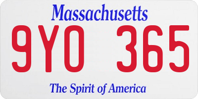 MA license plate 9YO365