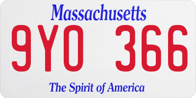 MA license plate 9YO366