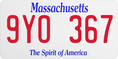 MA license plate 9YO367
