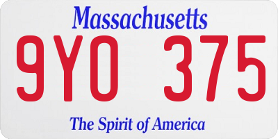 MA license plate 9YO375