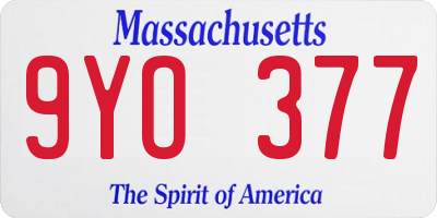 MA license plate 9YO377