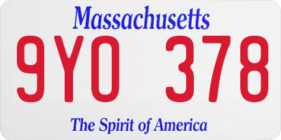 MA license plate 9YO378