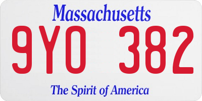 MA license plate 9YO382