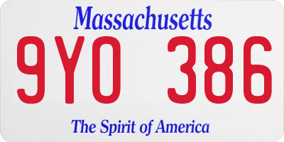 MA license plate 9YO386