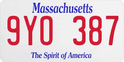 MA license plate 9YO387